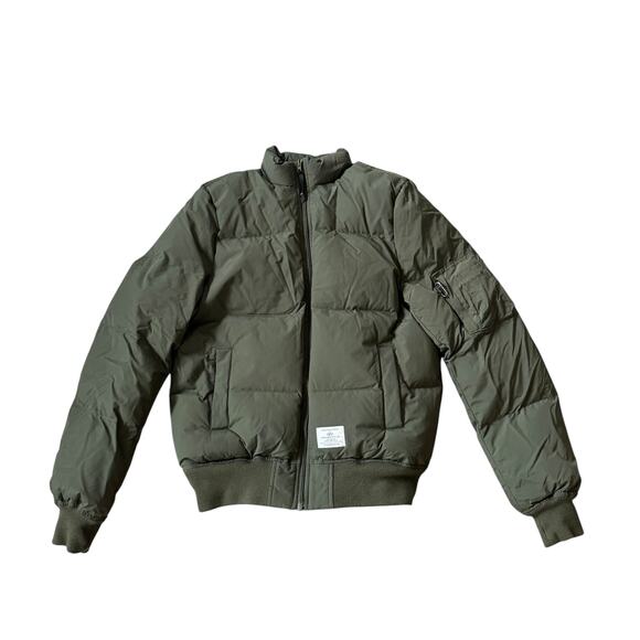 Alpha Industries MA-1 Quilted Bomber Jacket Olive Green Puffer - Picture 2 of 10